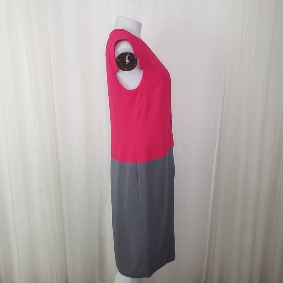 Eliane Stoleru Israel unique pink gray sheath dress colorblock step sleeves 10 - Picture 5 of 9
